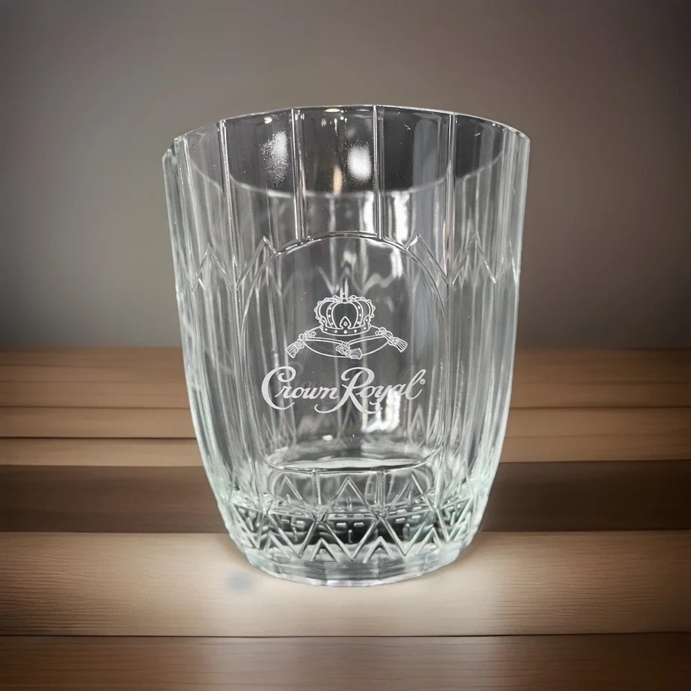 Crown Royal Whiskey Rocks Glass with White Logo VonPok Made In Italy‎